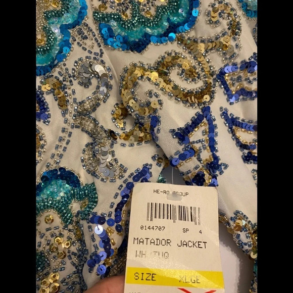 NWT Vtg Black Tie Oleg Cassini Bead Matador Jacket - Picture 6 of 9